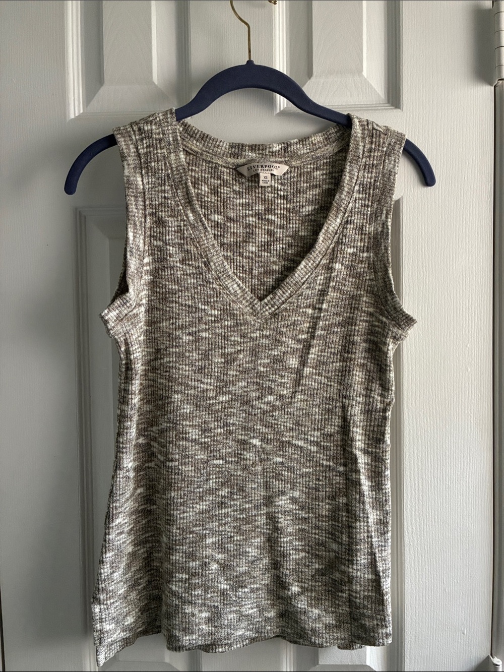 Liverpool Marled Gray Ribbed V-Neck Tank